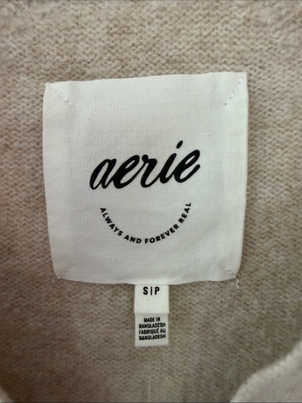 Aerie Striped Preppy Oversized Polo Rugby Sweater Small NWT Oatmeal Black - Picture 2 of 5
